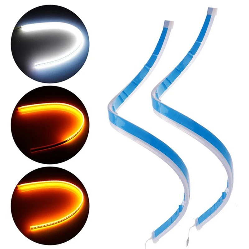 

Daytime Running Lights Car LED Turn Signal Flexible Headlight Switchback Strip 60cm Angel Eye DRL Day Light LED Car DRL