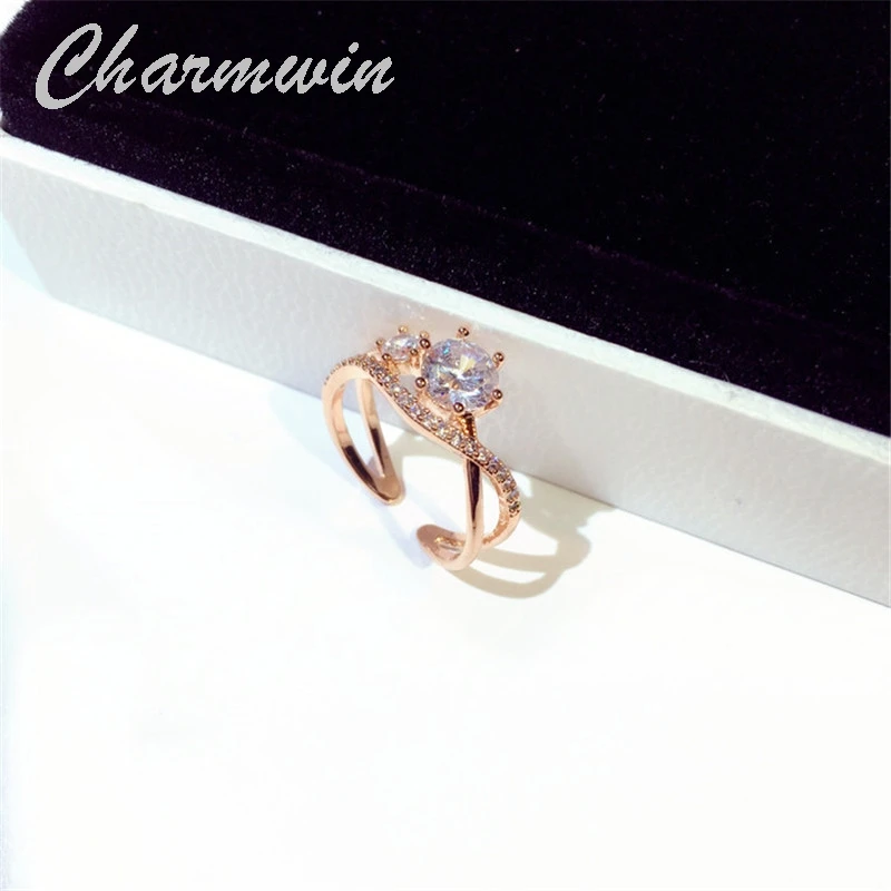 Charmwin новые модные открытые кольца женские кольца для женщин с кубическим цирконием Регулируемые кольца ювелирные изделия PR151