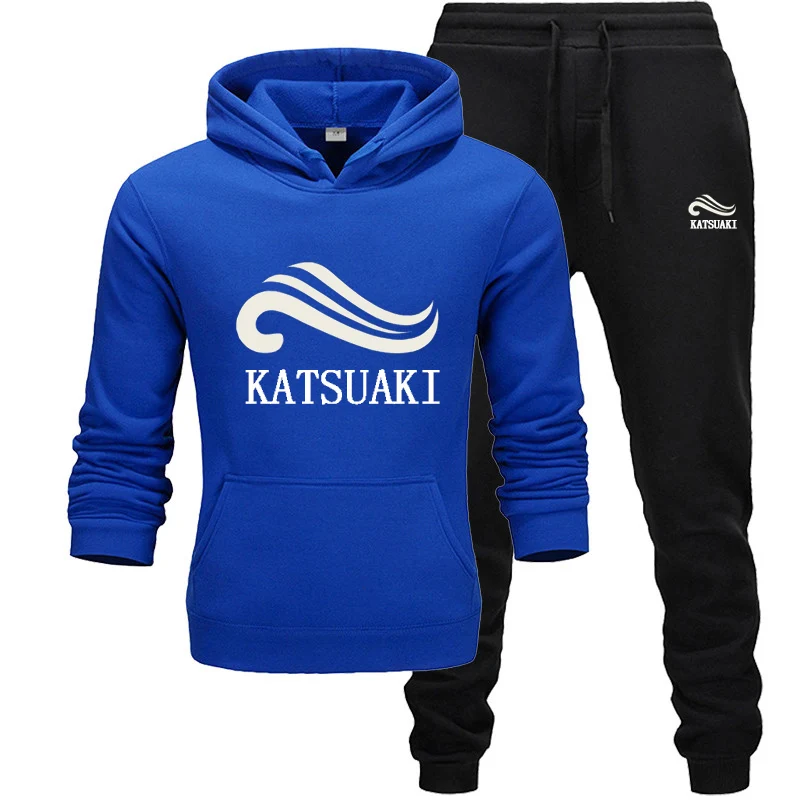5 Осень-зима,, мужские комплекты, толстовка+ штаны, 2 вещи в комплекте, повседневный спортивный костюм, мужская спортивная одежда, спортивные штаны для фитнеса, катсуаки - Цвет: 5