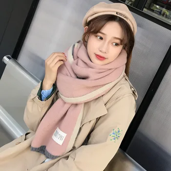 

OLOEY Winter Thickness Patchwork Sticker Women's Scarf 2020 Fashion New Soft Warm Shawls Casual Streetwear Scarves For Ladies