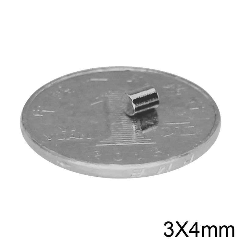 150/200/500/1000 шт. 3x4 мм Сильный цилиндр редкоземельный магнит 3*4 мм Круглые неодимовые магниты 3x4 мм мини небольшой N35 магнит 3*4 мм