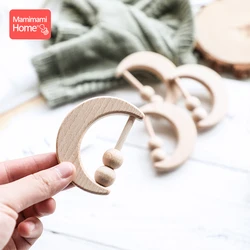 1pc Baby Wooden Teether Toys Rattle Animal Moon Beech Ring Of Toys Bpa Free Wooden Rodent Toddler Toys Newborn Gift Baby Product