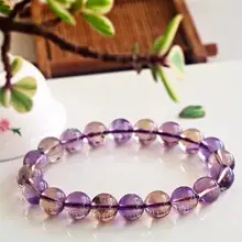 

Top Natural Ametrine Bracelet For Women 9.5mm Charms Purple Round Beads AAAAA Stretch Crystal Bracelet Jewelry