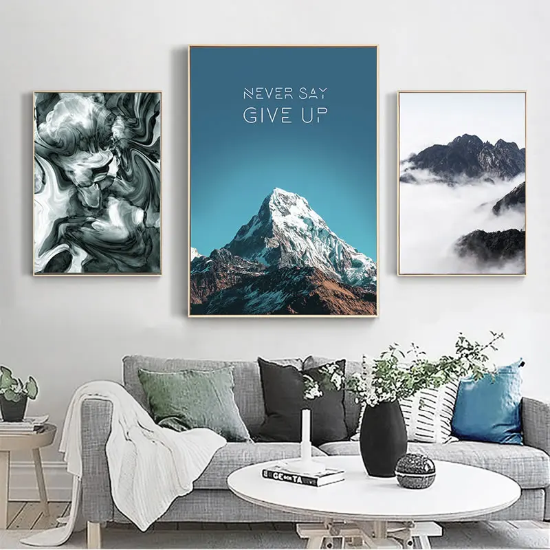 Современная Скандинавская живопись гор облако снег горы холст Художественная