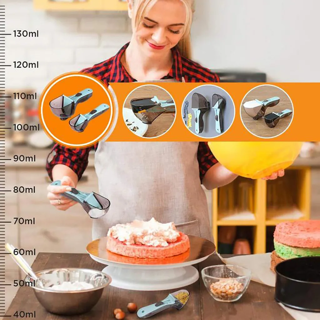 Кухонные точные гаджеты для приготовления пищи, пластиковая квадратная Регулируемая мерная ложка-весы, весы, магнитная Ложка# YL10