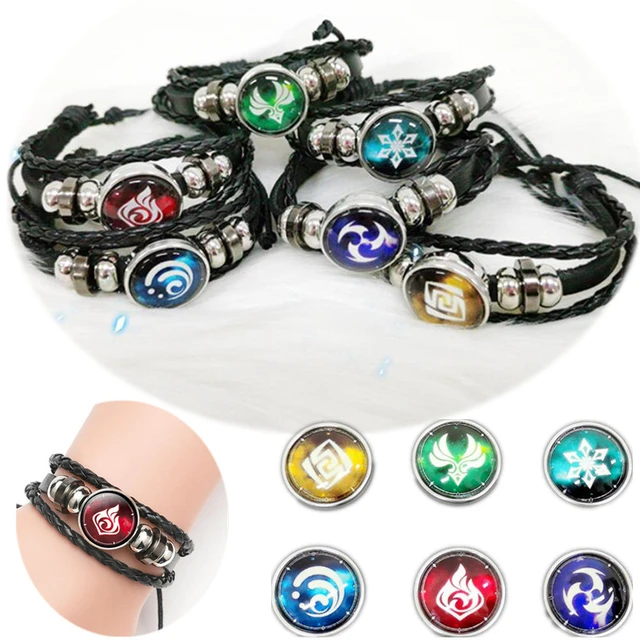 Genshin impacto corrente pulseira 7 elemento olho de deus água vento trovão  fogo rocha gelo pulseira jogo fãs pulseira presente - AliExpress