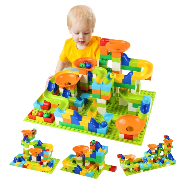US $9.19 56-224Pcs Big Size Brick Marble Race Run Maze Ball Track Diy Building Blocks Compatible LegoINGly D