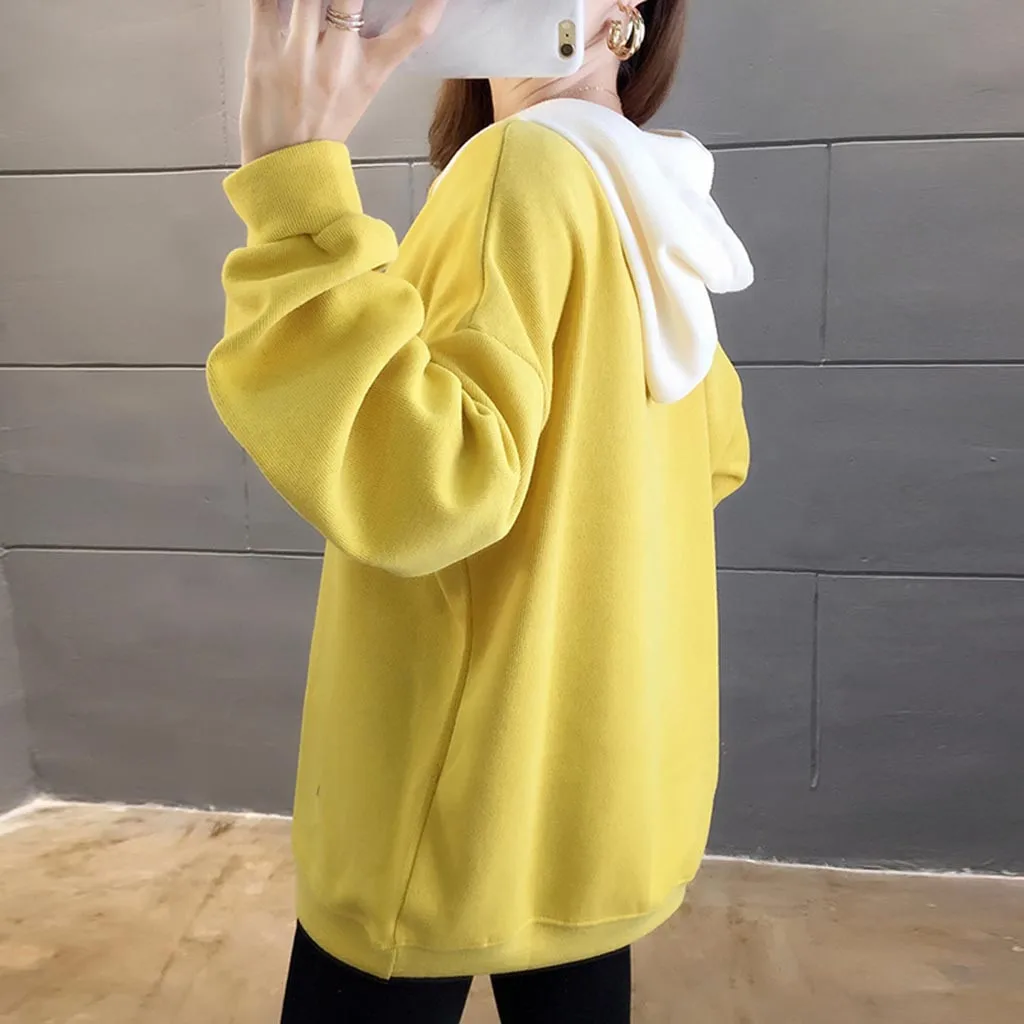 Большие размеры 3xl толстовки женские зимние Kpop с длинным рукавом Толстовка уличная Лоскутная с буквенным принтом толстовка с капюшоном Повседневная Женская толстовка