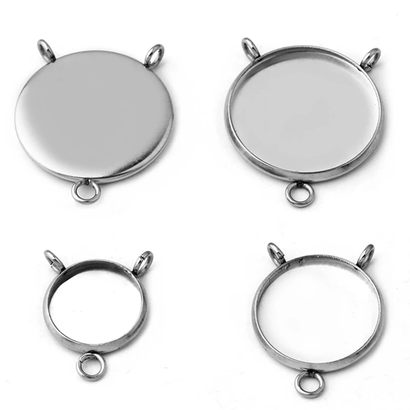 10pcs Stainless Steel Jewelry Cabochon Base Setting 8MM-25MM Pendant Tray Charm Making