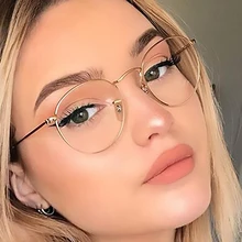 Милые сексуальные маленькие круглые очки, прозрачные металлические оправы, очки для близорукости, очки, оправа для маленьких очков, аксессуары для женщин