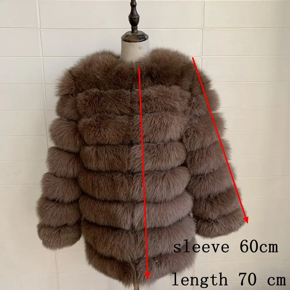 khaki sleeve 60cm Натуральный мех натуральный Лисий мех пальто женский природный натуральный мех куртки жилет Зимняя верхняя одежда женская одежда - Цвет: khaki sleeve 60cm