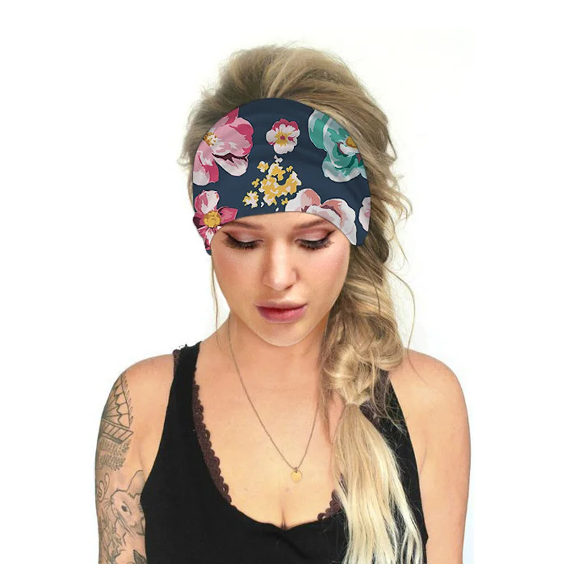 Women Headpiece Stretch 2021 Turban Hair Accessories Headwear Run Bandage Print Bands Gym Headbands Running Wide Headwrap Jogger