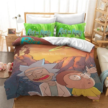 

New Design Rick and Morty Bedding Set Printed Bedding Set Cartoon Kids Duvet Cover Set Pillowcase Au Eu Us Twin Queen King Size