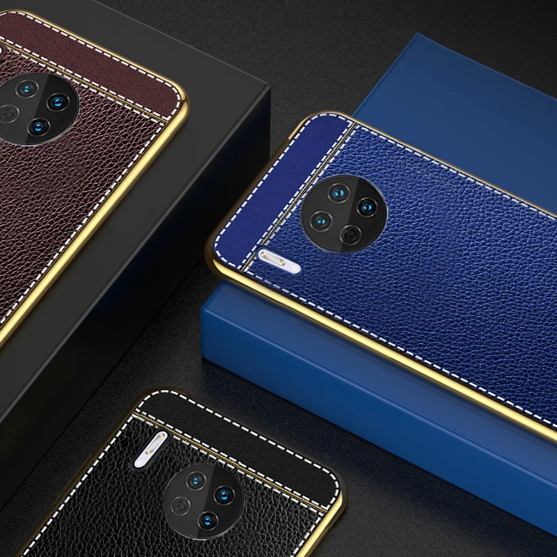 Роскошный силиконовый чехол из ПУ кожи для Huawei P30 P20 Lite Honor 8X 10i Mate 30 20 Pro Nova 3 3i