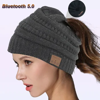 

JINSERTA Wireless Earphone Bluetooth 5.0 Headphone Hat Soft Headphone Warm Cap Stereo Headset With Mic for Handsfree