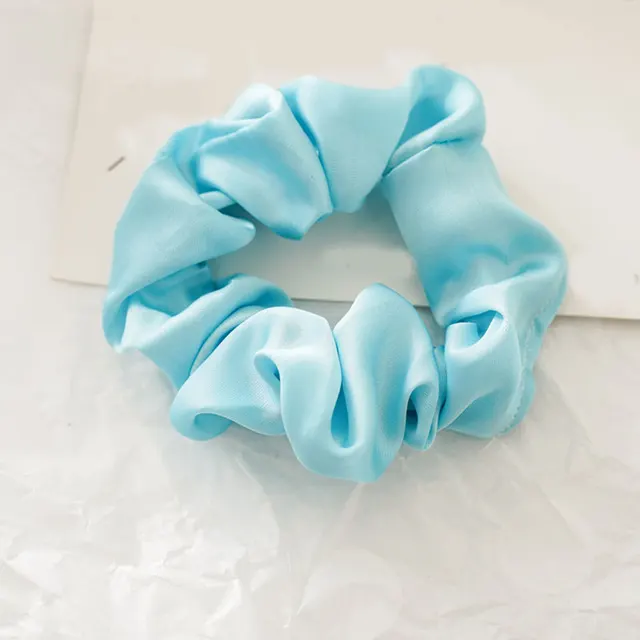 Glossy Satin Small Hair Ring Solid Color Scrunchies Women Hair Ties Hair Rope