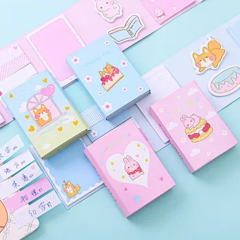 

Cartoon Rabbit Cat 6 Folding Memo Pad Cute N Times Sticky Notes Notepad Bookmark Stationery stickers Gift school supplies