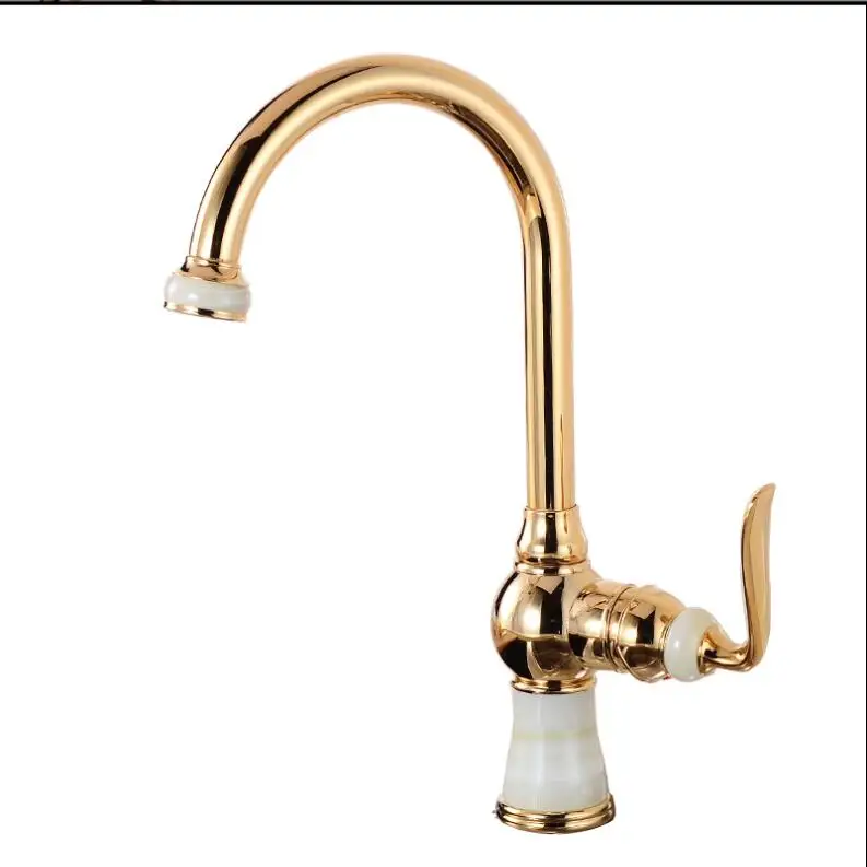Vidric Tall Kitchen Faucets Brass with Marble Kitchen Crane Single Handle Gold Finish 360 Swivel Mixers Taps Kitchen Tap Sink Mi