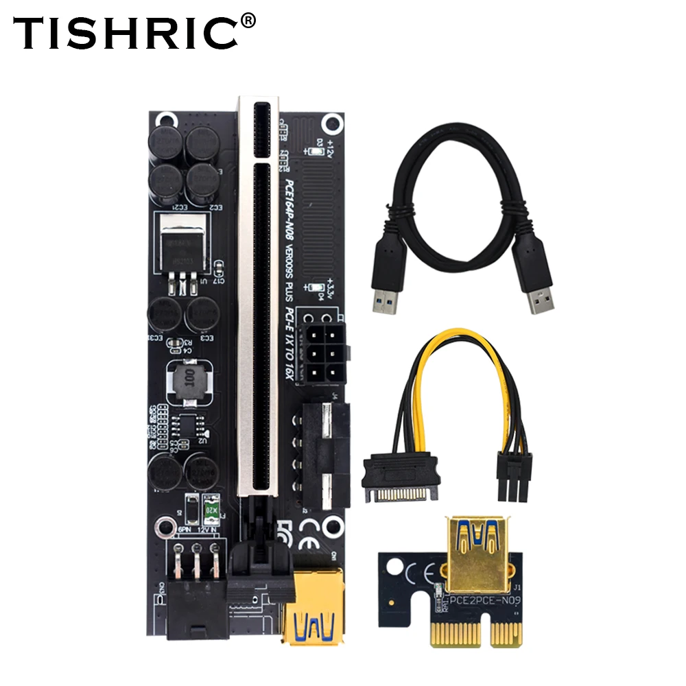 10 шт. улучшенная Райзер-карта VER009s Plus PCI-E PCIE Ver 009S SATA 15pin-6pin USB 3 0 адаптер для майнинга