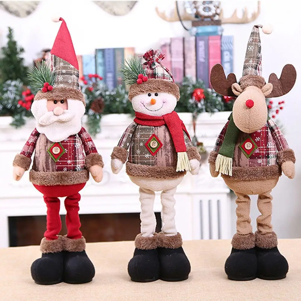 Santa Claus Christmas Ornaments Tree Decor Elk Snowman Plush Christmas Doll Decorations For Home 2020 Navidad Pendant Gift Kids