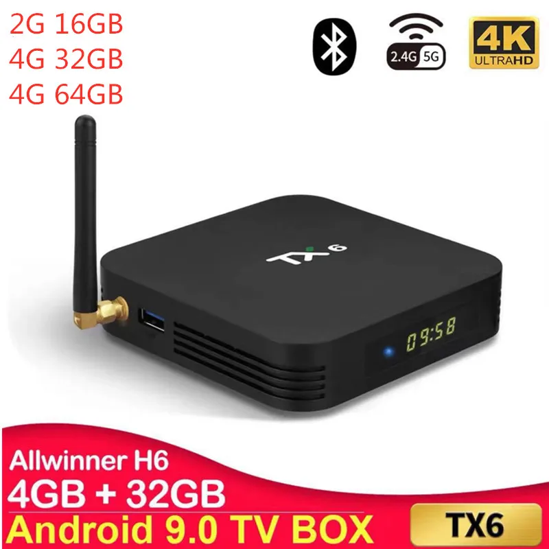 TX6 коробка Android 9,0 Allwinner H6 Четырехъядерный 4 Гб 64 Гб 4K Tanix TX6 4 ГБ 32 ГБ Google Youtube медиаплеер телеприставка