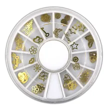 Импортные товары,, роспись ногтей, металлическая заклепка, ультратонкий компьютер, K, золотой шт, золотой тон, 12 сетки, круглые тарелки, Набор ногтей, Sti