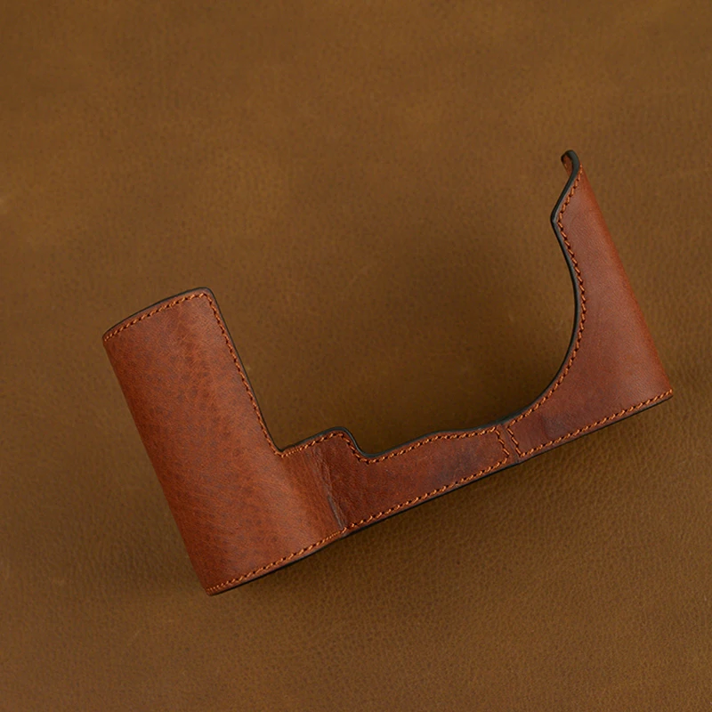 Handmade Genuine Leather Vintage Camera Case - Half Body with Bottom Cover and Handle