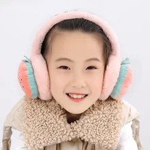 Mulheres meninas dos desenhos animados fruta bordado pele inverno orelha mais quente earmuffs orelha muffs earlap máscara earmuffs inverno acessórios