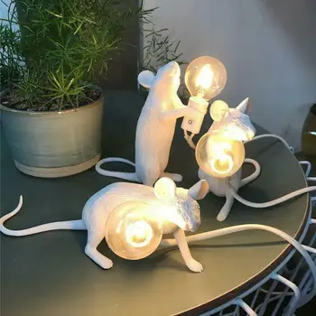 

Modern Resin Mouse Table Lamp LED E12 mouse Table Lamps Desk Nordic Kids' Room Decor LED Night Lights EU/US Plug