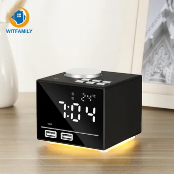 

Bluetooth Speaker Alarm Clock FM Radio Dual USB Charging Night Light Electronic Desktop Digital Support TF AUX Music Player