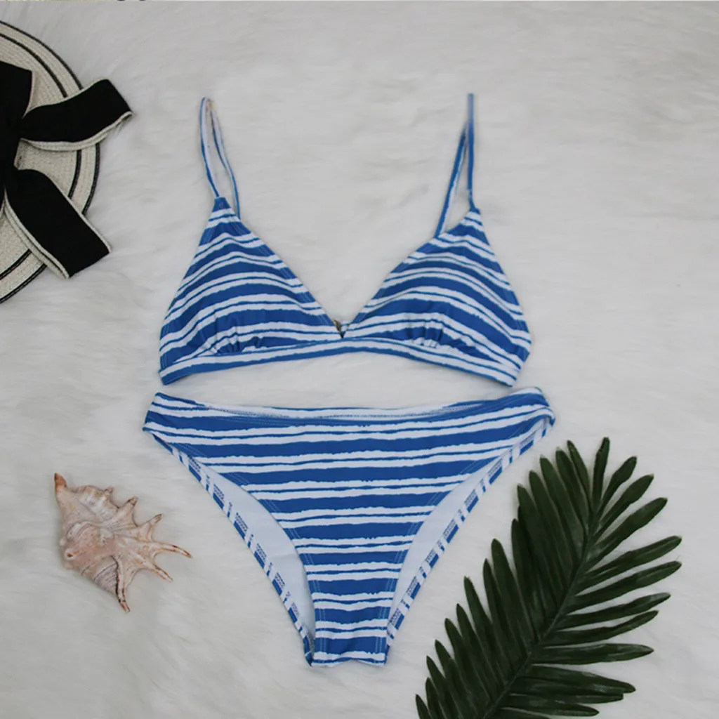 JAYCOSIN stripe print triangle bag swimwear women two-piece bikini sexy beach summer new cute low waist swimsuit fashion 