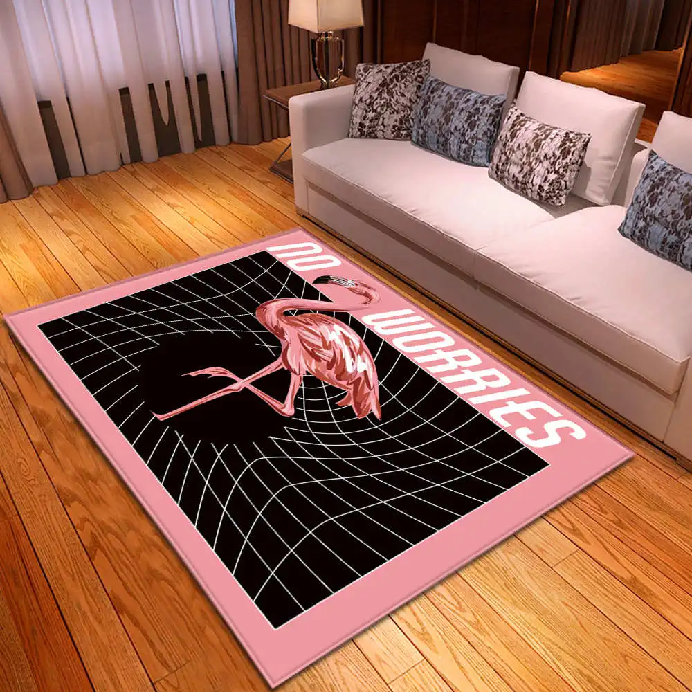 Modern Livingroom Anti-slip Area Rug Girls Room Decor Flannel Carpets Bedside Floor Baby Crawling Flamingo Mat Rugs Carpet - Цвет: No-7