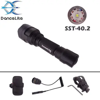 

For Hunting, DanceLite C8 Luminus SST-40.2 6500K 1MODE LED Flashlight with holster+Switch+Gun Mount