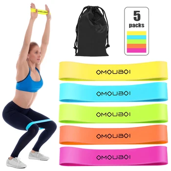 

Pack of 5 Resistance Loop Bands Exercise Bands with Carry Bag Strength Training Workout Bands Home Gym Fitness Physical Therapy