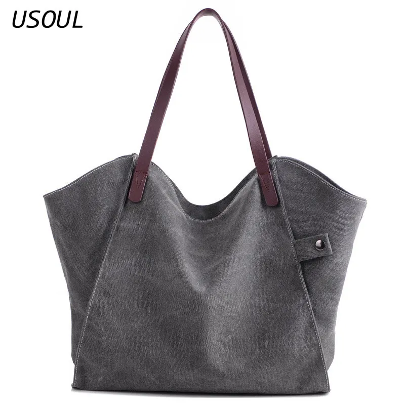 Новая холщовая Корейская версия usul, плотная Большая вместительная простая сумка, женская сумка-шоппер, сумка
