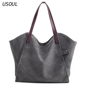 

USOUL New Canvas Korean Edition Thickening Large Capacity Simple Bag Shopping Bag Women Bag