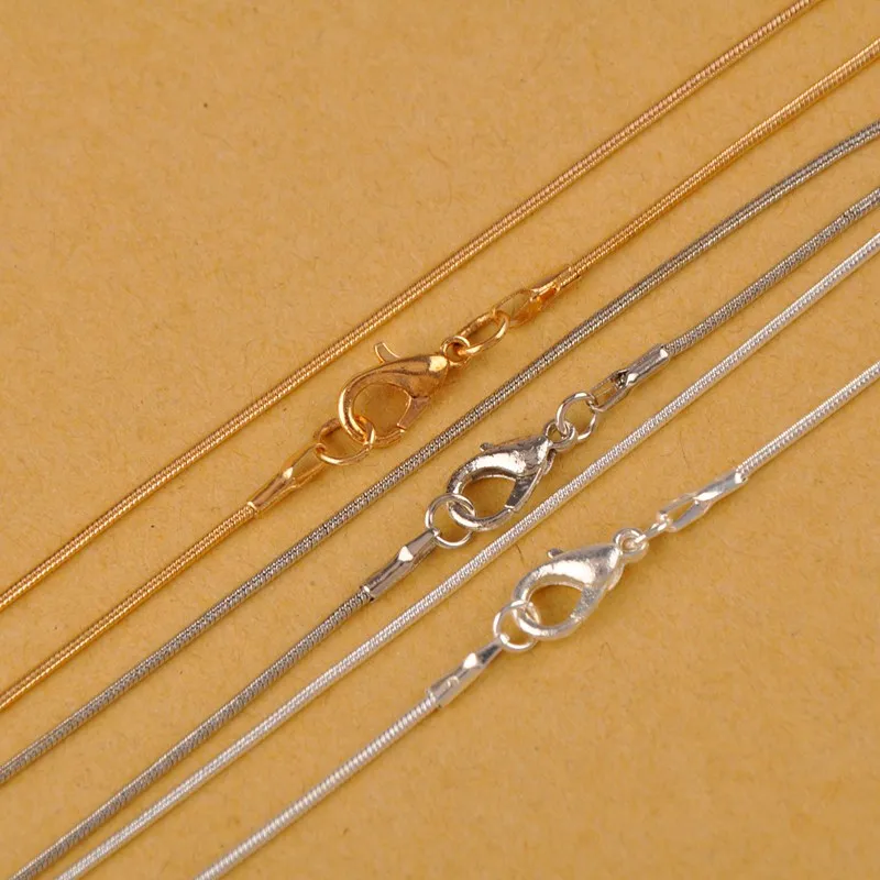 

120piece 1.2mm Gold Plated Silver Plated Snake Chain Necklaces Necklace Chains for Pendant Jewelry Making