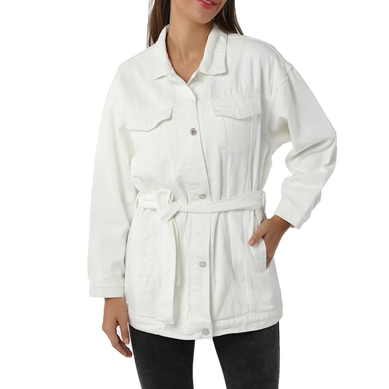 white longline denim jacket