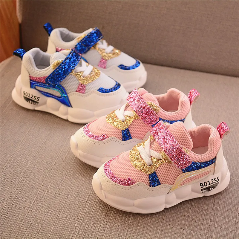kids shoes Toddler Kids Baby Girls Boys Patchwork Mesh Sequins Bling Sport Sneakers Shoes tenis infantil#2N04