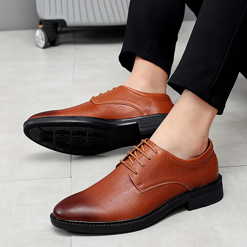

Men Dress Shoes BIG size Genuine Leather Formal Business shoes Luxury Brand Men Oxfords Shoes Wedding Party Brogue Shoes *9803