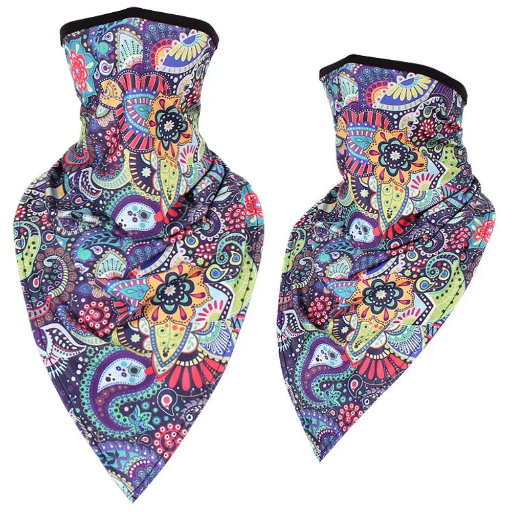 Flame Paisley Print Anti Sun Dustproof Breathable Bandana Neck Gaiter Face Cover Soft Neck Scarves