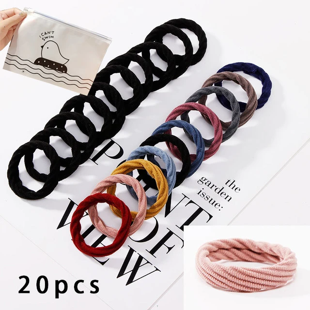 black with colors 2 10pcs/Set New Women Basic Crude Elastic Hair Bands Ponytail Holder Scrunchie Headband Rubber Bands Fashion Hair Accessories - Цвет: black with colors 2