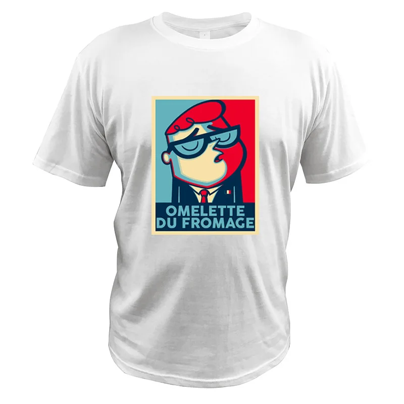 Белый Dexter's Laboratory/футболки из хлопка с пародией из мультфильма Shepard Fairey Artist, футболки Omelette Du Fromage - Цвет: Белый