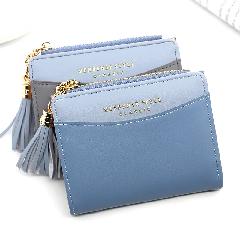 

2020 New Korean Style Wallets Simple and Versatile Student Coin Purse Female Wallet Short Lady Zipper Card Holder Bags
