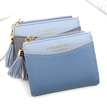 

2020 New Korean Style Wallets Simple and Versatile Student Coin Purse Female Wallet Short Lady Zipper Card Holder Bags