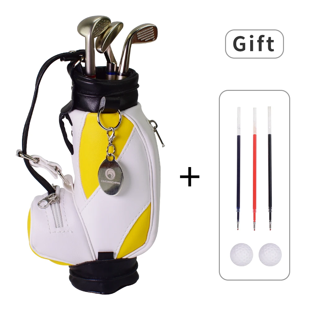 Настольный держатель для гольфа, кожаный держатель для карандашей, новинка, подарки для мужчин, сувениры для гольфа, уникальный подарок для поклонников гольфа - Цвет: Yellow