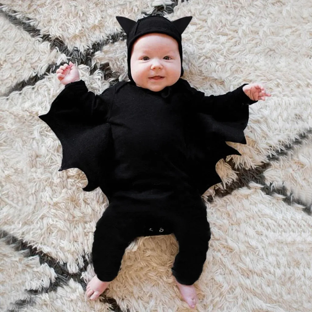 2020 Newborn Baby Boys Girls Halloween Cosplay Costume Romper Jumpsuits+Hat Outfits Novelty Baby's Romper Long Sleeve Baby Set
