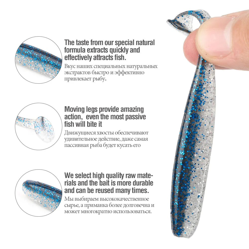 DONQL Soft Fishing Lures Silicone Bait 50mm 76mm 100mm Wobblers Jig Swimbait Carp Fishing Tackle Artificial Baits (1)