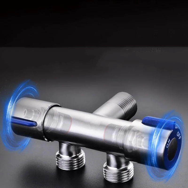 Stainless Steel One Into Two Three-way Angle Valve Double Handle Control Single Cold Multi-function Faucet | Обустройство дома