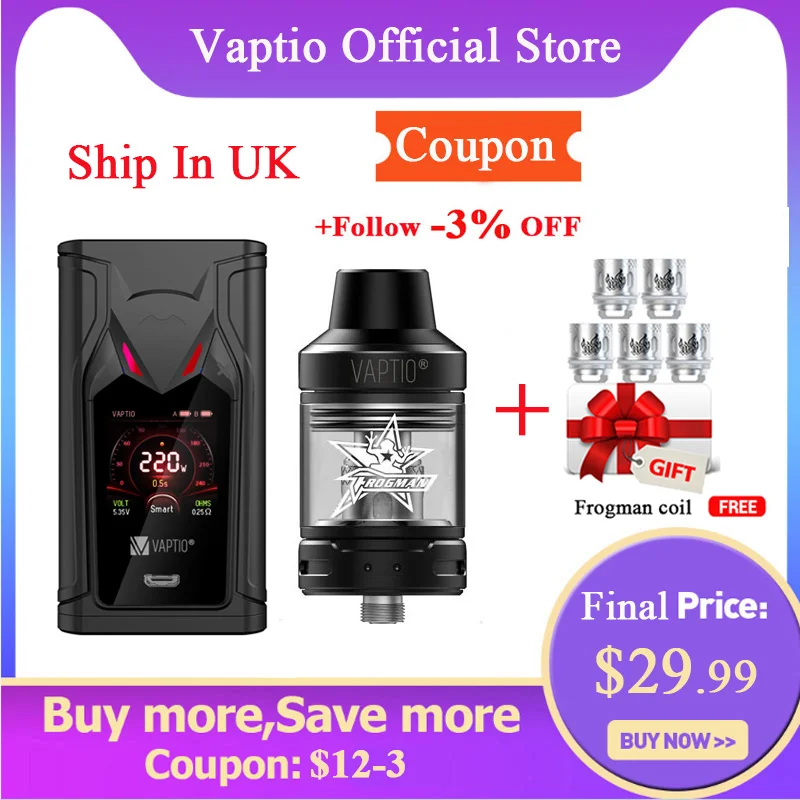 Доставка из Великобритании! Электронная сигарета 220 Вт мод VAPTIO супер летучая мышь
